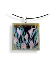 Jewelry: Art Print Necklace with Magnetic Clasp: Pink Calla Lily - Modern Artisans