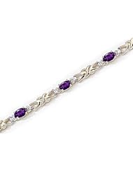 14kt Yellow Gold Oval Amethyst and Diamond Bracelet