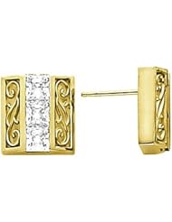 14K Yellow Gold Three-Stone Princess Cut Diamond Earrings - 1.50 Ct. -- LIFETIME WARRANTY