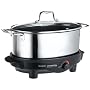West Bend 84866 6-Quart Versatility Slow Cooker with Glass Cover, Stainless