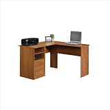 Sauder Camber Hill Desk with Return in Sand Pear