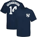 MLB New York Yankees Curtis Granderson Official Name & Number T-shirt by Majestic (Athletic Navy, Small)