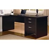 Simple Office Desk in Cappuccino Finish by Coaster Furniture (Left side desk and cabinet are not included)