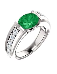 Platinum 9.00x7.00mm Oval Cut Chatham Created Emerald and Diamond Ring -- LIFETIME WARRANTY