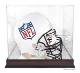 NFL Mahogany Helmet Logo Display Case and Mirror Bottom and Back - Acrylic Full Size Football Helmet Display Cases