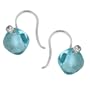 Sterling Silver Aqua Cushion-Cut Glass w/ Cubic Zirconia Accent Drop Earrings