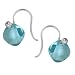Sterling Silver Aqua Cushion-Cut Glass w/ Cubic Zirconia Accent Drop Earrings