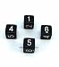 WCXPQ0608E4 Black Opaque Dice with White Numbers D6 Aprox 16mm (5/8in) Pack of 4 Dice Chessex