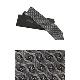Classic Silk Necktie by Mystic Clothing, includes Gift Box and 100% Pure Silk Abstract Print Neck