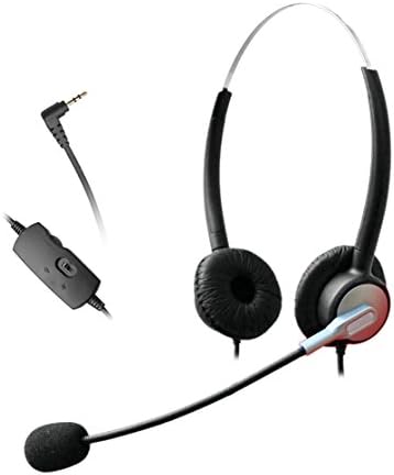 Wantech Dual Ear Call Center Telephone Headset with 2.5mm Headphone Jack + Mic + Volume Mute Controls for Polycom IP320 SoundPoint Pro Gigaset C610 IP C620H Zultys Technologies IP Phones(H120S02J25)