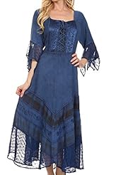 Scoop Neck Rayon Corset   Waistline Floral Print Lace Embroidered Bell Sleeves Cap Sleeves Summer  Dress