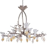 Acacia 9 Light Halogen Chandelier in Amber Murano