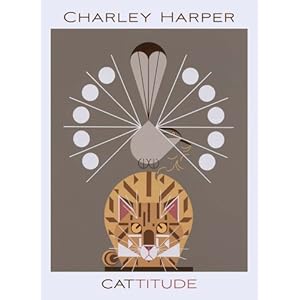 Charley Harper Cattitude Standard Boxed Note Card Set, 20 Blank Greeting Cards in 4 Different Styles