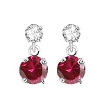 10k White Gold 2-Stone Created Ruby and Diamond Drop Dangle Earrings (1 2 cttw)
