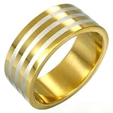 Men's 18ct Gold Plated Steel Ring 8mm