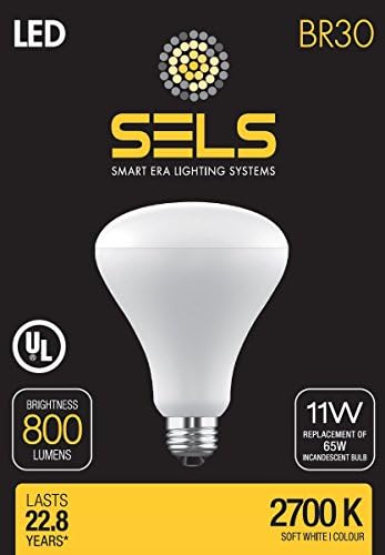 SELS LED, BR30 LED Bulb, Wide Flood Light Bulb, 11 Watts - 65w Equivalent, 800 Lumens, Soft White (2700K), UL Listed - Suitable for damp locations
