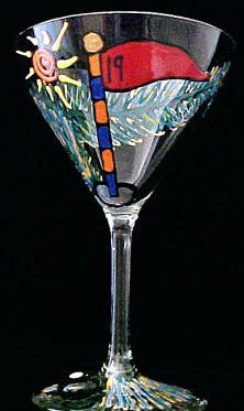 Golf - 19th Hole Design - Hand Painted - Martini - 7.5 oz.