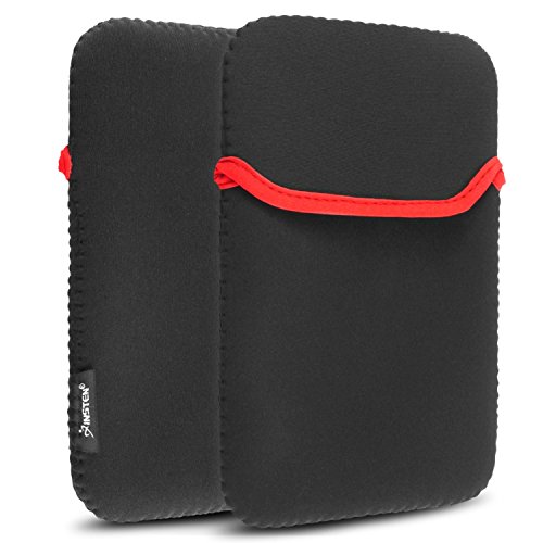 Insten 7 Inch tablet Zip Tablet Sleeve Soft Case Pouch Bag Compatible With Samsung Galaxy Tab Plus P6200 7.0", Black / Red
