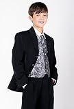 Boys Black Suit With Silver Waistcoat Adam Age 6m-14 Years