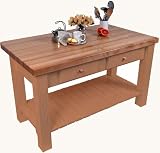John Boos Grazzi Kitchen Island with Breakfast Bar, Natural Maple