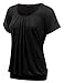 Doublju Womens Basic Short Sleeve Round Neck Drape Loose Fit Top