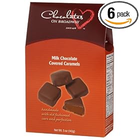 Chocolates on Broadway Milk Chocolate Covered Caramels, 5-Ounce Boxes (Pack of 6)