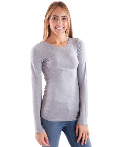 Clothes Effect Women's Plain Long Sleeve T-Shirt Crew Neck