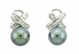 Gray Pearl Drop and Baguette Earrings