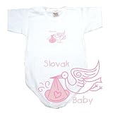 BABY BODYSUIT WHITE  PINK STORK SLOVAK  SLOVAKIA 0 - 3 Months