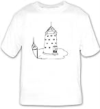 T-shirt with "black and white", Latvia, kingdom, Europe, palace, fort, construction, tower, architecture Large White