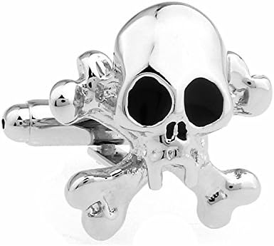 JustSong Skull Black Enamel Copper Skeleton Cufflinks For Mens