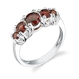 Sterling Silver 1.25 cts Round Cut Garnet Ring Size 6