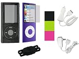 3n1 Combo - Assorted Colros PU Leather Hard Shell Polycarbonate Crystal Case Cover with Screen Protector for the New Apple iPod Nano Nano-Chromatic 4th Generation 8 gb 8gb 16 gb 16gb 32 gb 32gb + Bonus Young Micro Shoe Silicone Pouch for Nike+ Sensor (Nano Chromatic Not Included)
