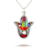 Colorful Hamsa Necklace to Protect from the Evil Eye from the Artazia Collection #1033 JN MN