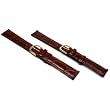 2 Brown Leather Watch Bands Croco Gold Buckles 18mm New