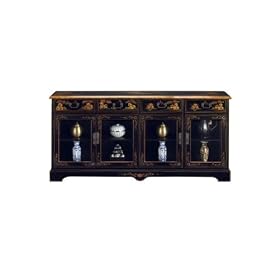 Hand painted Milieu 4 door Cabinet Glass Doors, GLASS 4-DOOR, BLACK LANDSCAPE by Home Decorators Collection
