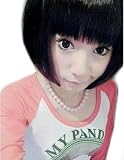 Promotional natural pretty BLACK short BOB straight wig full Wigs jf010231