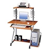 Mobile Rolling Computer Desk with CD/DVD Holder and Printer Stand