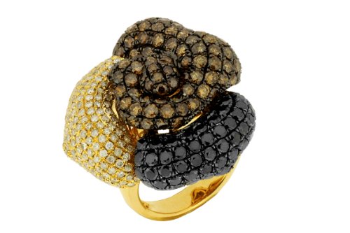 Ladies White, Black & Champagne Diamond Ring 