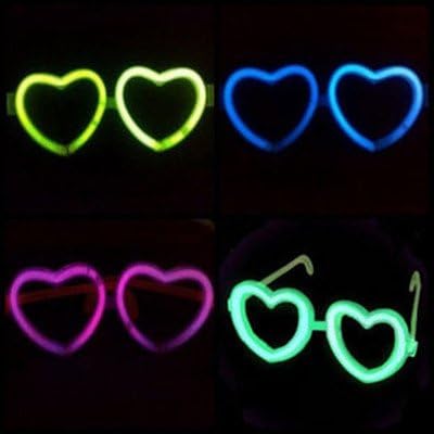 MEGAZON Glow Eyeglass,Glow In The Dark Aviator Eyeglasses,Glow Stick Set,Non-Toxic Party Glow Glasses,Light Emitting Stick Eyeglasses-20pcs Assorted Colors (HEART)