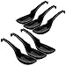 Happy Sales HSSP-MBKHK6, Melamine Soba, Rice Spoons, Chinese Asian Soup Spoons, 6 pc Notch & Hook Style, Black
