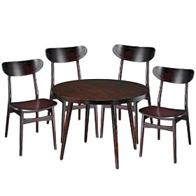5pc Madison Dark Wenge Finish Dining Table and 4 Chairs Set by Adesso