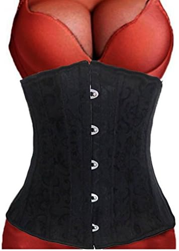 SG Women's Boned Satin Underbust Waist Training Brocade Corset Bustier Lingerie