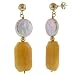 14k Yellow Gold 11-12mm White Freshwater Pearl and 12x18 Mm Orange Carnelian Gemstone Stud Earring.