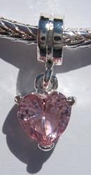 Silver Plated Charm Dangle Fits Pandora Pink Heart