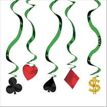 Casino Party 24in Hanging Swirl Decorations 5ct