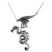 Bestia Regalis Dragon with Emerald Crystal Necklace
