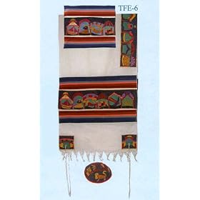 Womens Clothing Stores Online : Yair Emanuel Hand Embroidered 'The Twelve Tribes' Tallit Prayer Shawl Set - Size: 61