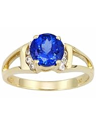 14K Yellow Gold Tanzanite and Diamond Ring -- LIFETIME WARRANTY