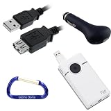 Kodak Zi8 Pocket Video Camera 2 Item Travel Bundle: USB Extension Cable (6 Feet) and Car Charger with Carabiner Key Chain